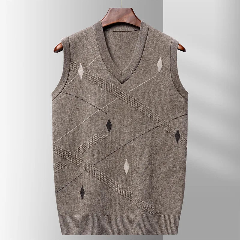 Autumn Winter Sleeveless Sweater for Men – Stylish Knit Vest