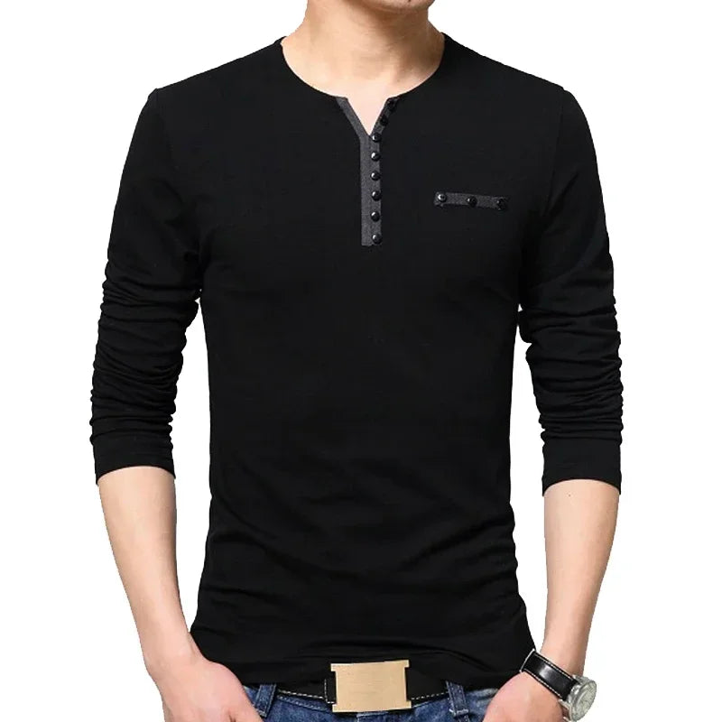 Classic Men’s Long Sleeve T-Shirt – Smart Casual Cotton Blend Wear