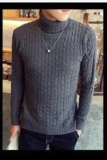 Classic Solid Color Turtleneck Knit Sweater for Men