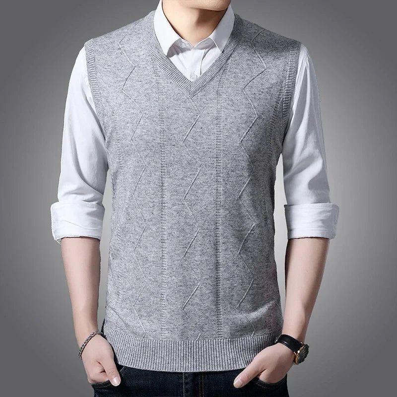 Men’s Slim Fit V-Neck Knitted Vest – Autumn & Winter Casual Wear