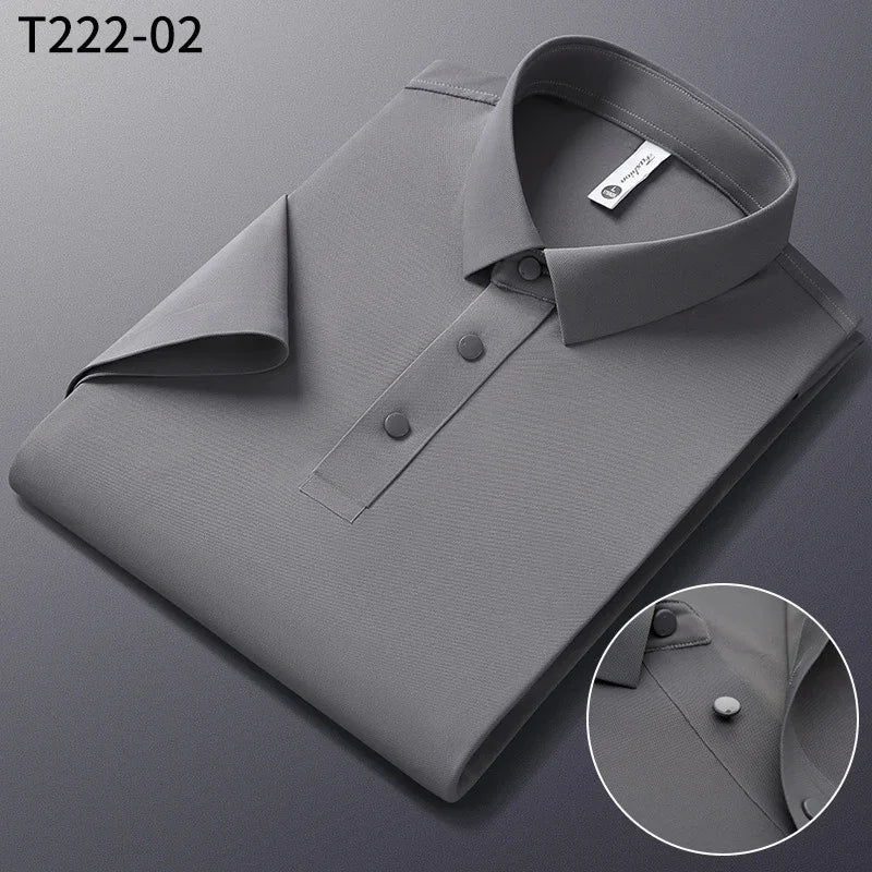 Men’s Smart Casual Polo Shirt – Solid Color Summer Short Sleeve