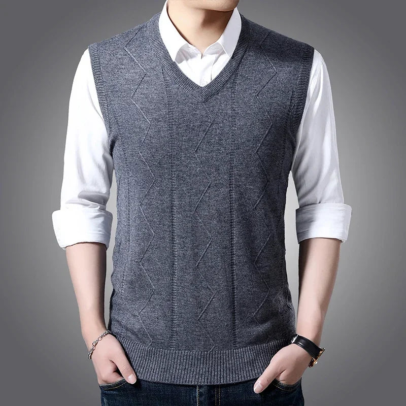 Men’s Slim Fit V-Neck Knitted Vest – Autumn & Winter Casual Wear