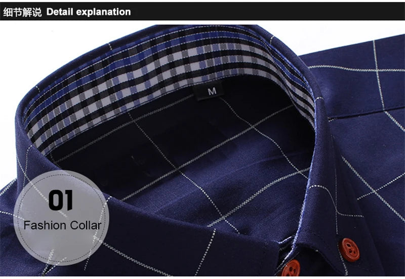 Men’s Slim Fit Plaid Shirt – Turn-Down Collar Smart Casual