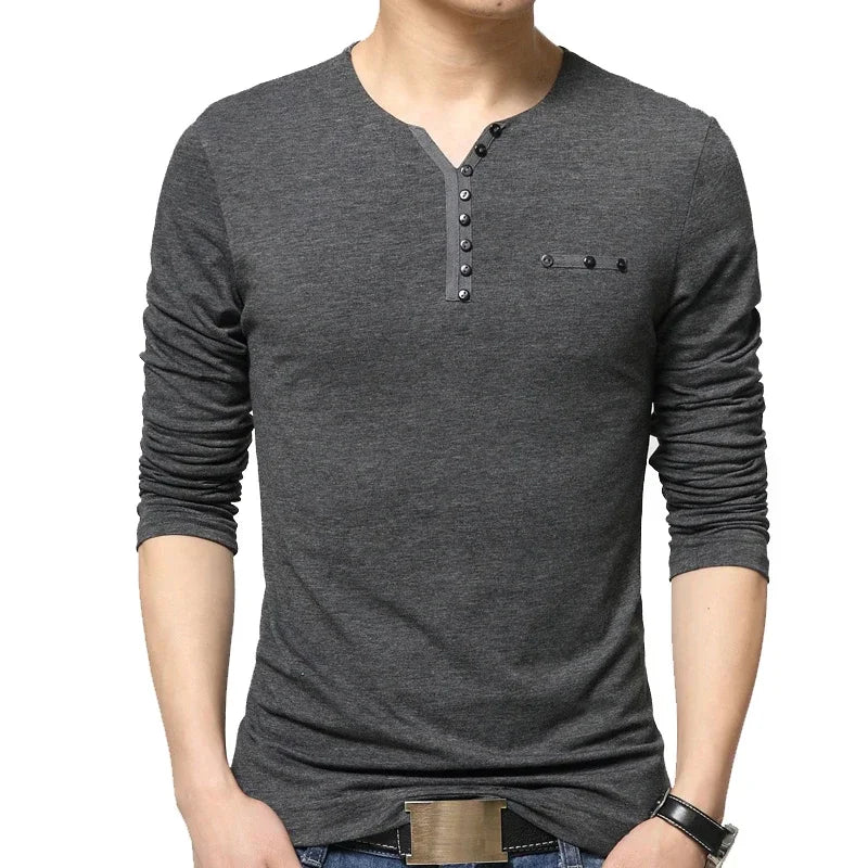 Classic Men’s Long Sleeve T-Shirt – Smart Casual Cotton Blend Wear