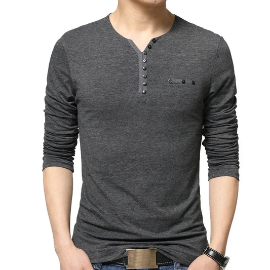 Classic Men’s Long Sleeve T-Shirt – Smart Casual Cotton Blend Wear