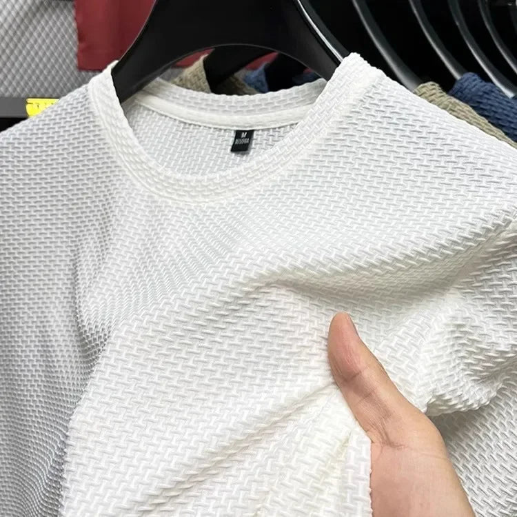 Casual Men’s Cooling Short Sleeve Tee – Slim Fit Elastic Shirt