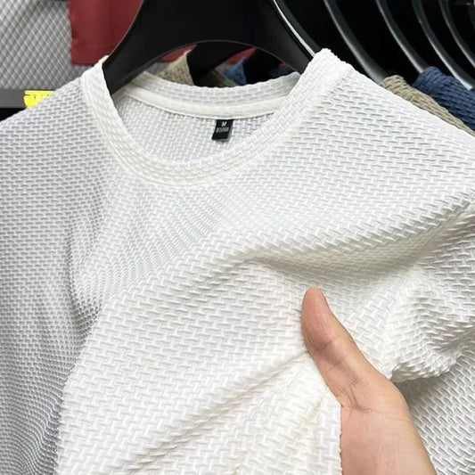 Casual Men’s Cooling Short Sleeve Tee – Slim Fit Elastic Shirt