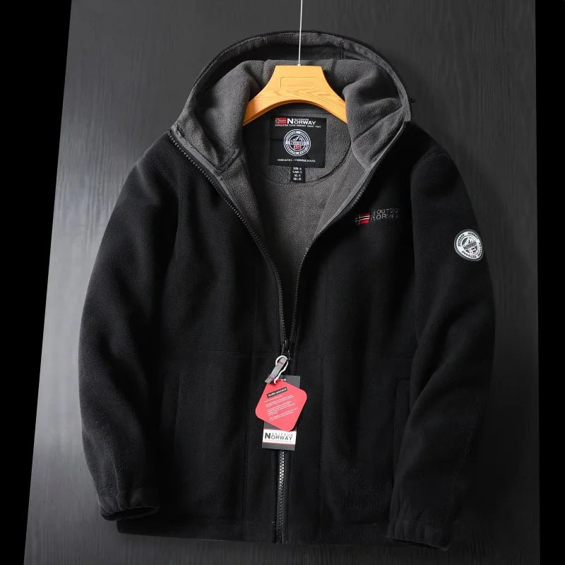 Autumn & Winter Embroidered Fleece Jacket – Full-Zip Casual Outerwear