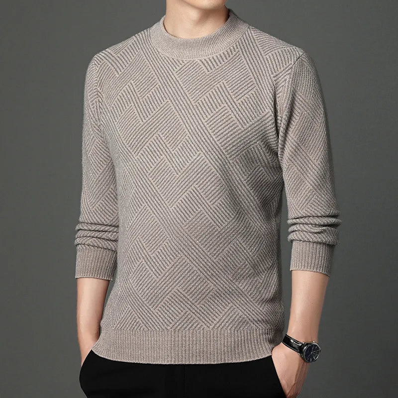 Men’s Mock Neck Plaid Pullover Sweater