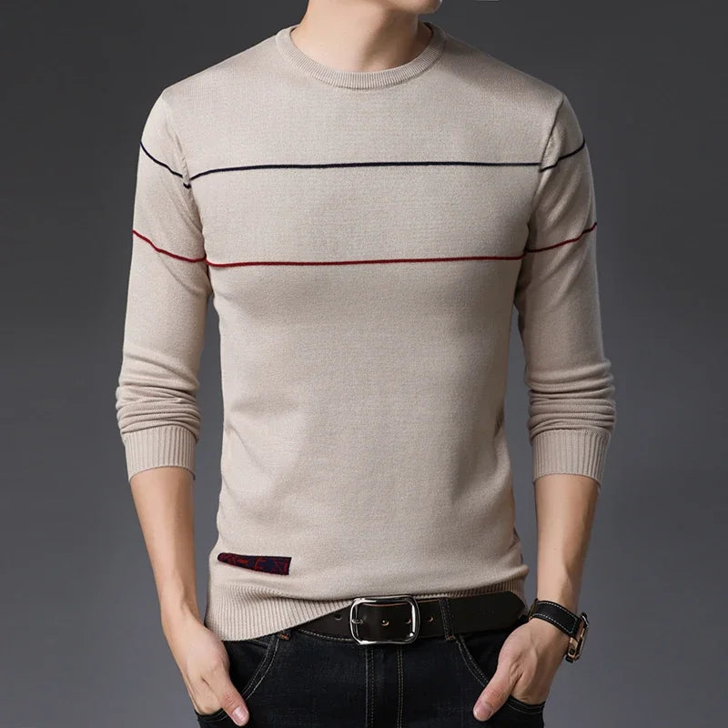 Classic Solid Knit Sweater for Men – Slim Fit Casual Pullover