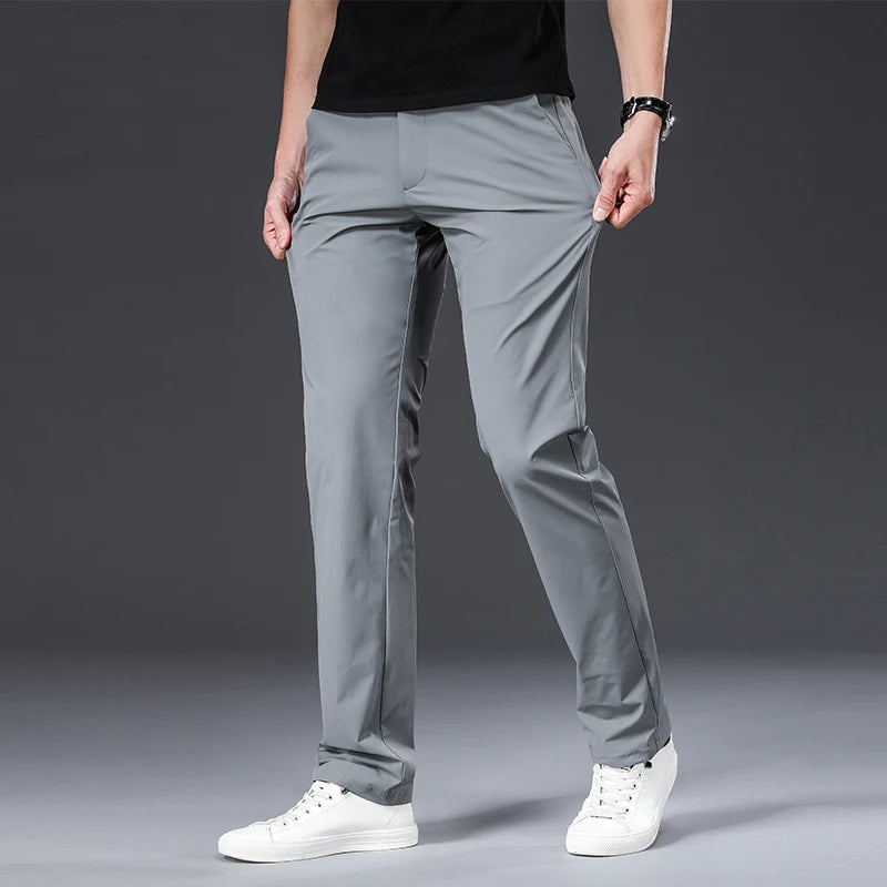 Summer Stretch Straight-Leg Men’s Pants – Lightweight Casual Trousers