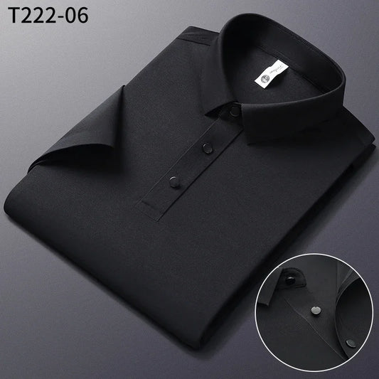 Men’s Smart Casual Polo Shirt – Solid Color Summer Short Sleeve
