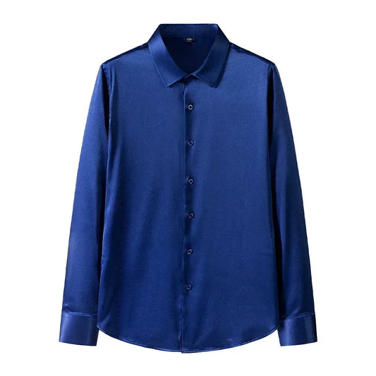 Formal Slim Fit Dress Shirt for Men – Long Sleeve Luxury Tuxedo Style