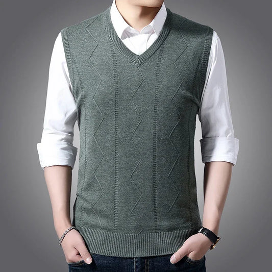 Men’s Slim Fit V-Neck Knitted Vest – Autumn & Winter Casual Wear