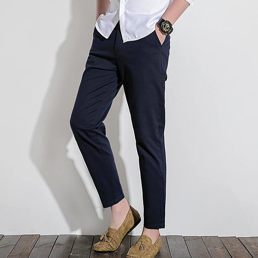 Men’s Casual Cotton Straight-Leg Pants – Non-Iron Daily Comfort Trousers