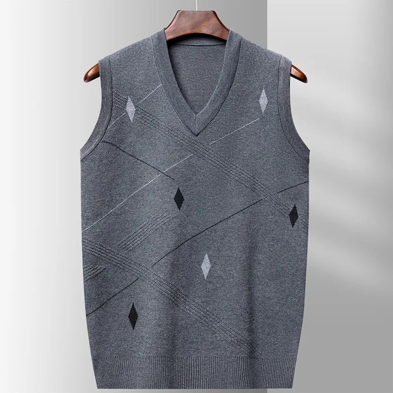 Autumn Winter Sleeveless Sweater for Men – Stylish Knit Vest