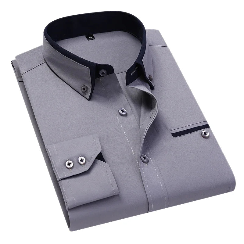 Men’s Long Sleeve Business Shirt – Slim Fit Smart Casual