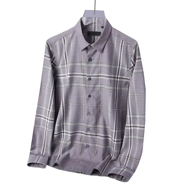 Smart Casual Men’s Slim Fit Shirt – Plaid & Stripe Print