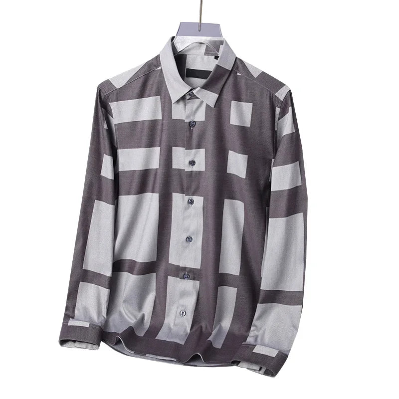 Smart Casual Men’s Slim Fit Shirt – Plaid & Stripe Print