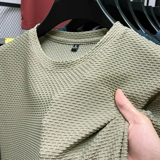 Casual Men’s Cooling Short Sleeve Tee – Slim Fit Elastic Shirt