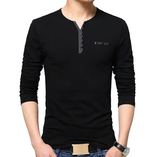 Classic Men’s Long Sleeve T-Shirt – Smart Casual Cotton Blend Wear