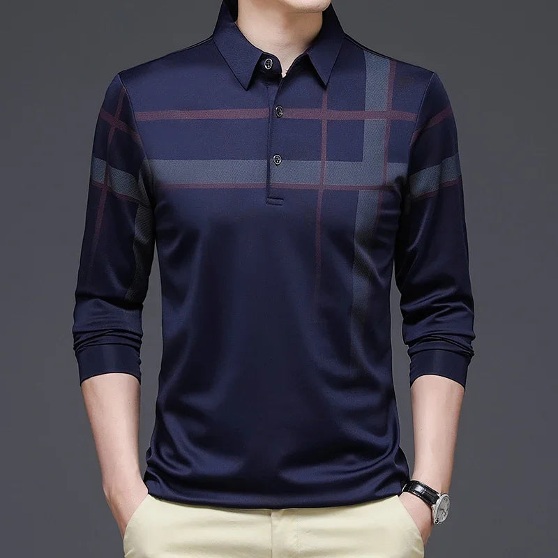 Men’s Slim Fit Smart Casual Tee – Printed Long Sleeve Top