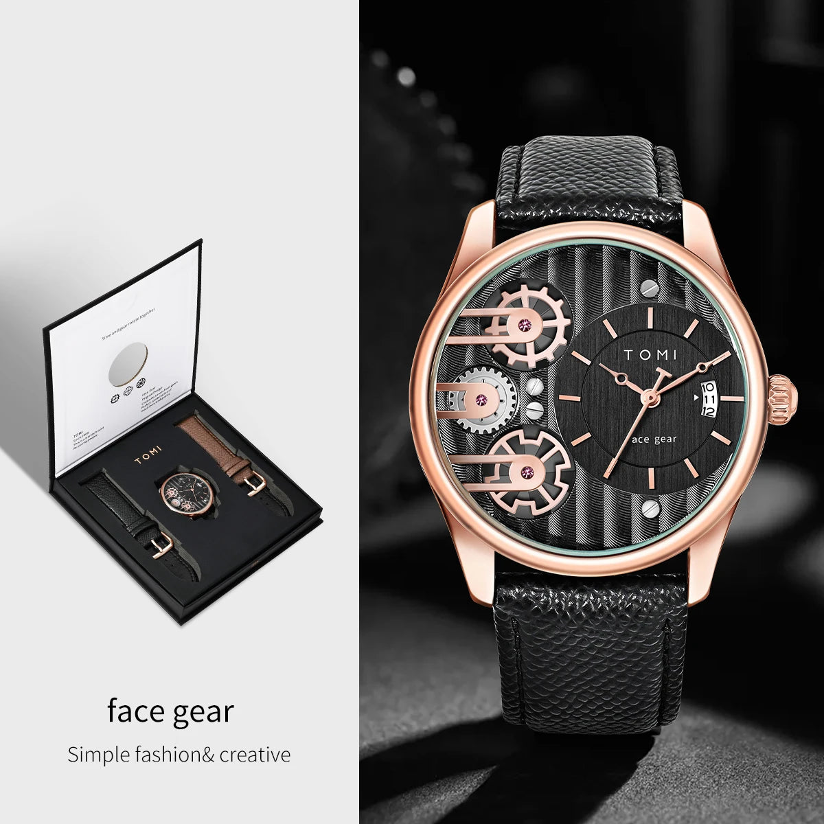 Men's Gift Box Combination Set Watch Luxury and Simple Business Detachable Strap Quartz Watch Men's Watch Festival Gift