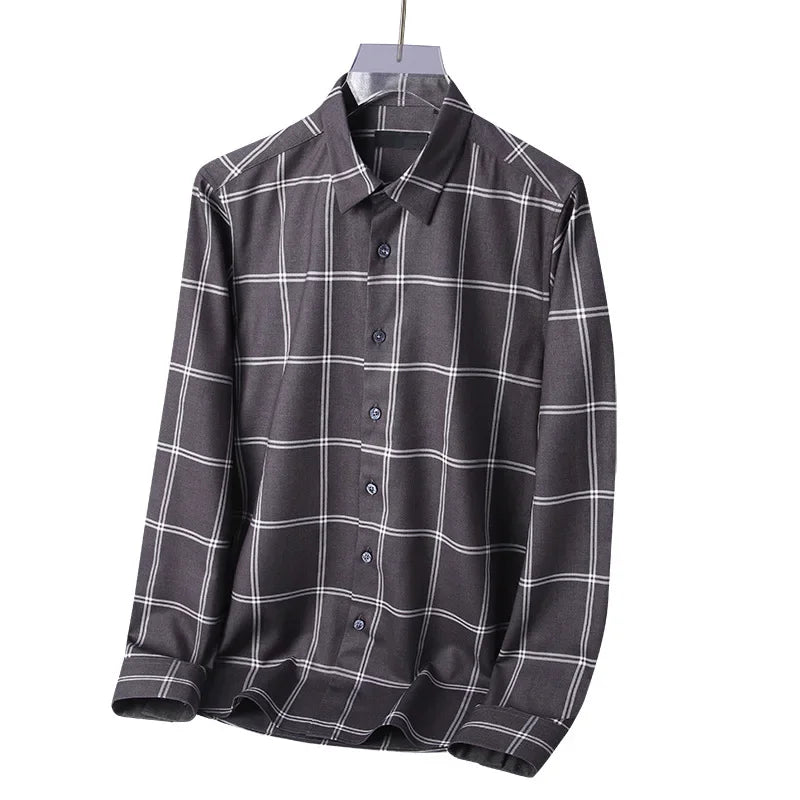 Smart Casual Men’s Slim Fit Shirt – Plaid & Stripe Print