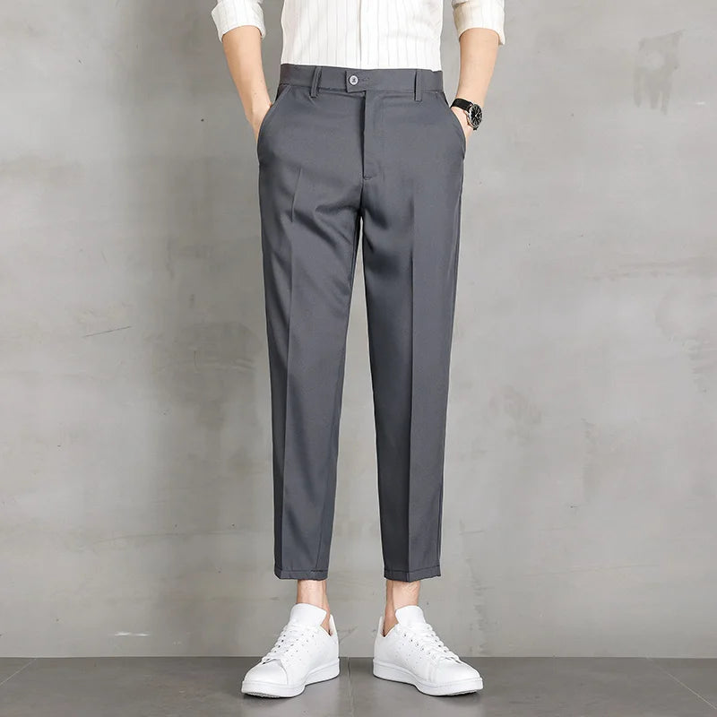 Men’s Summer Straight-Leg Dress Pants – Lightweight Business Casual Trousers