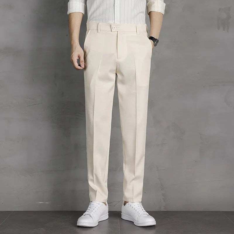 Men’s Summer Straight-Leg Dress Pants – Lightweight Business Casual Trousers