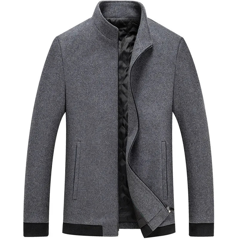 Wool Blend Stand Collar Winter Jacket