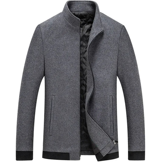 Wool Blend Stand Collar Winter Jacket