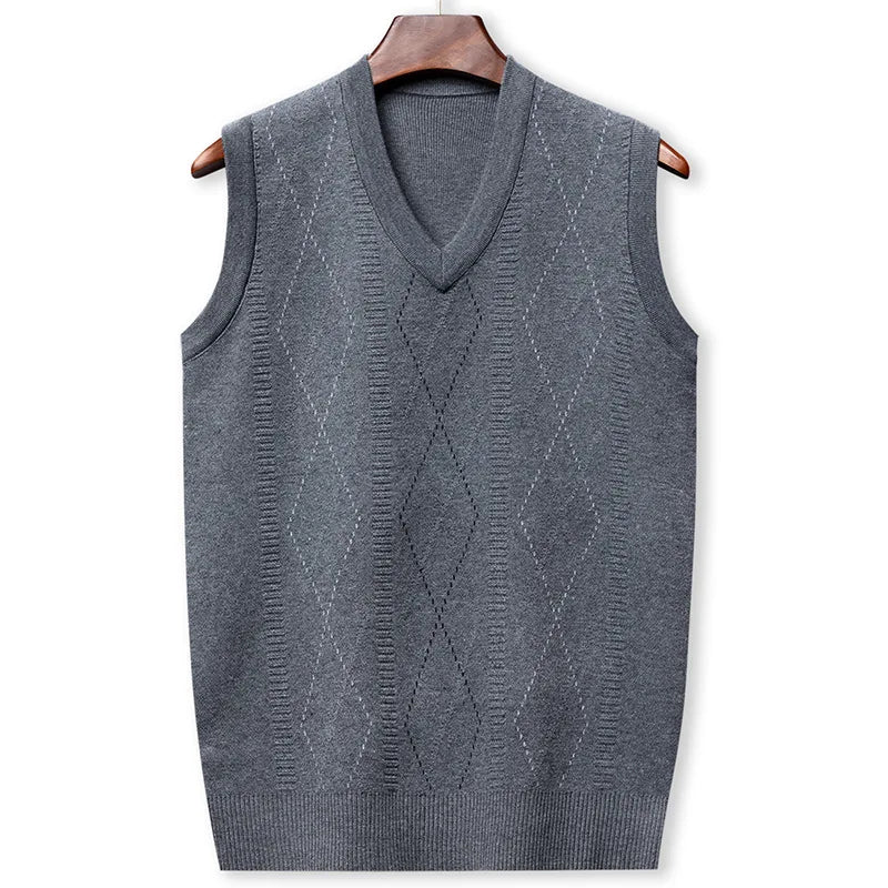 Men’s Plaid V-Neck Sweater Vest – Casual Pullover