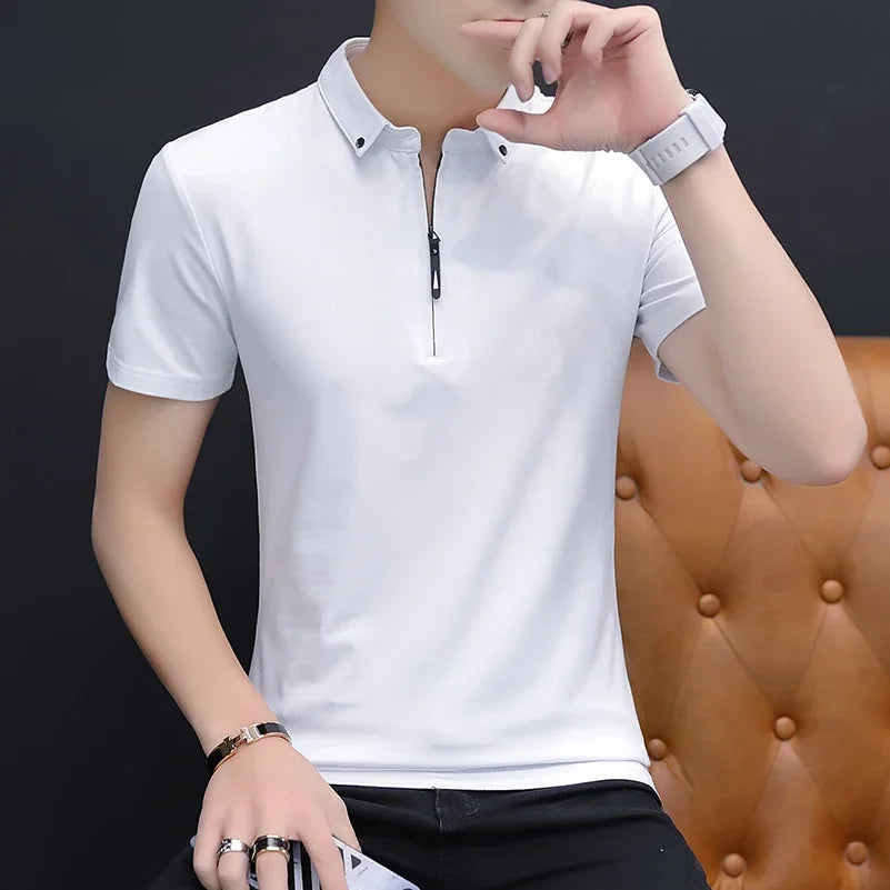Men’s Short Sleeve Cotton Polo Tee – Turn-Down Collar Casual Summer Top