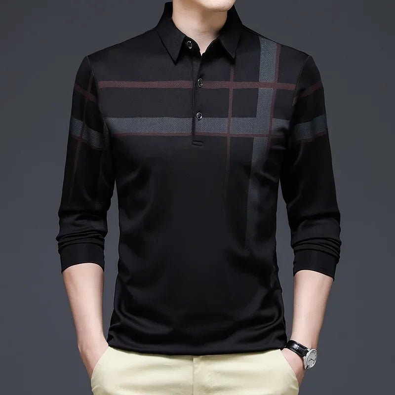 Men’s Slim Fit Smart Casual Tee – Printed Long Sleeve Top