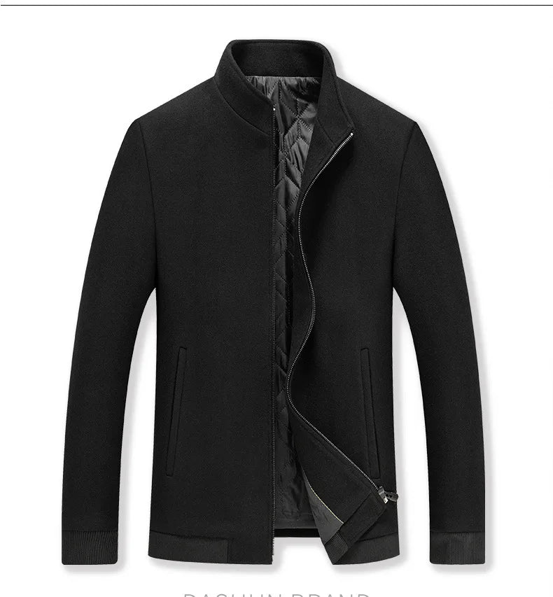 Wool Blend Stand Collar Winter Jacket
