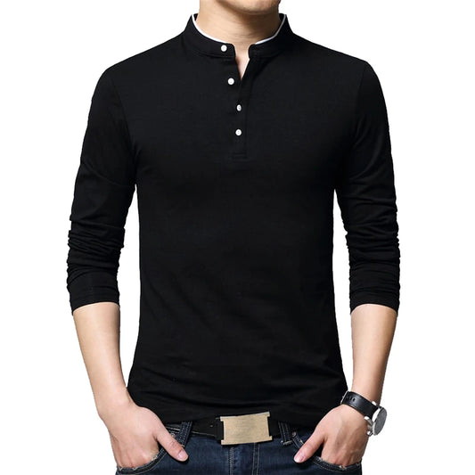 Men’s Modern Long Sleeve Tee – Solid Color Casual Shirt
