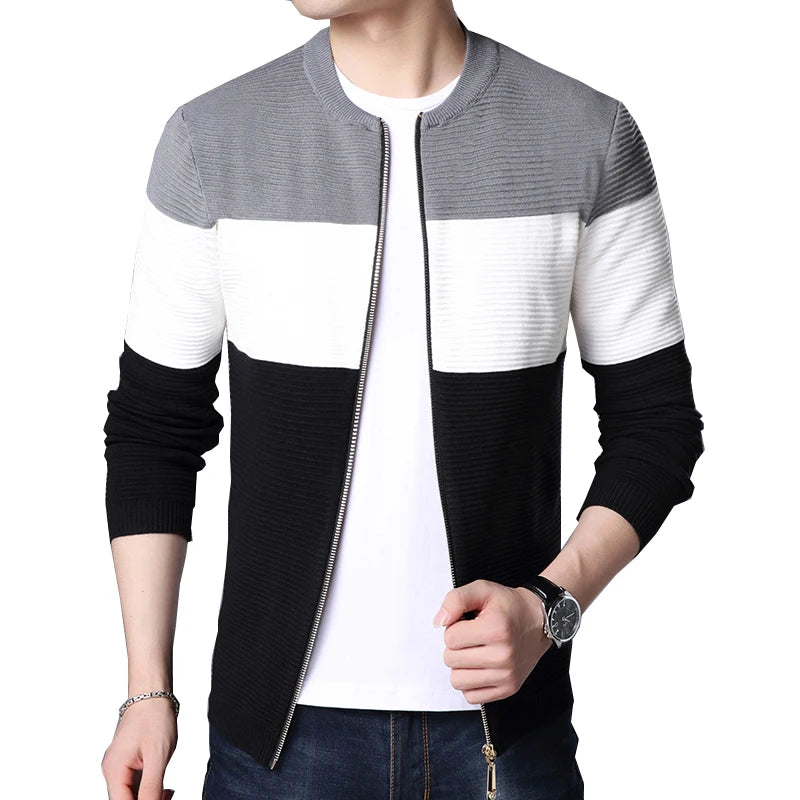 Fashion Striped Knit Cardigan for Men – Warm Casual Outwear