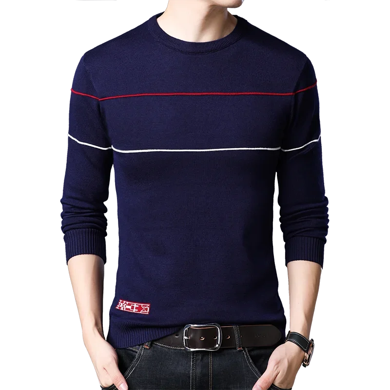 Classic Solid Knit Sweater for Men – Slim Fit Casual Pullover