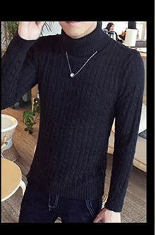 Classic Solid Color Turtleneck Knit Sweater for Men