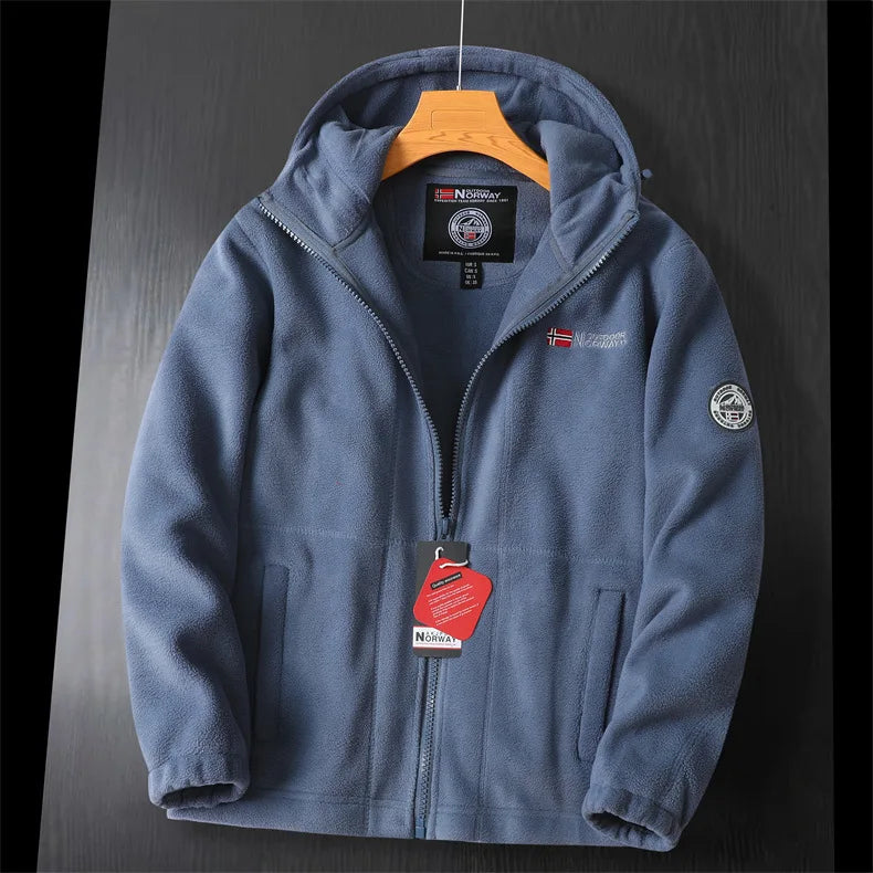 Autumn & Winter Embroidered Fleece Jacket – Full-Zip Casual Outerwear