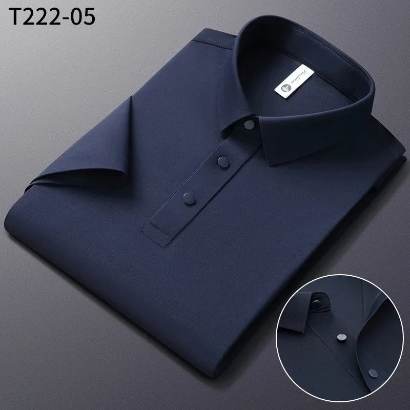 Men’s Smart Casual Polo Shirt – Solid Color Summer Short Sleeve