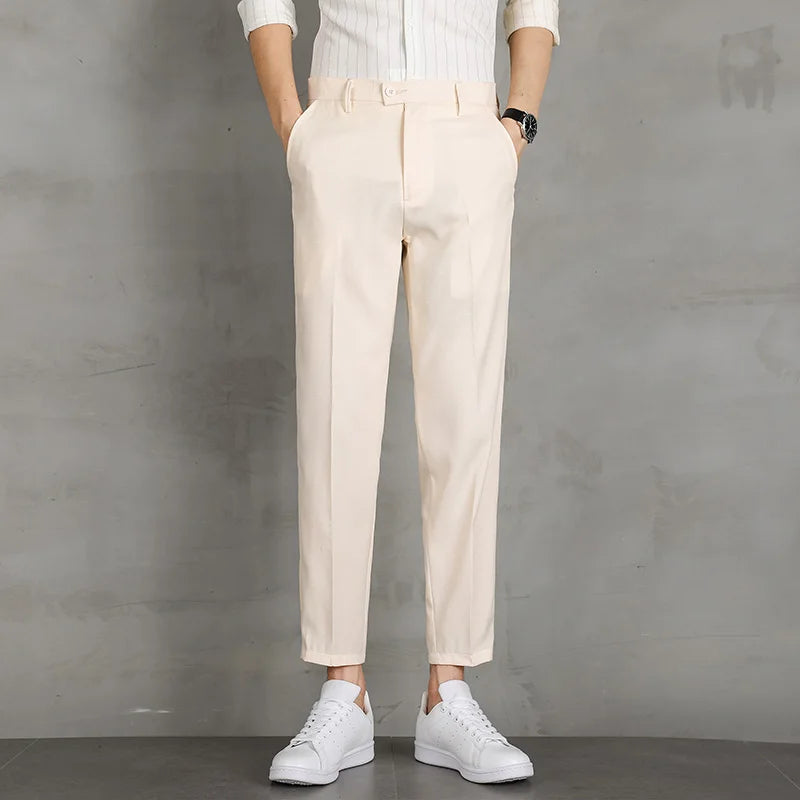 Men’s Summer Straight-Leg Dress Pants – Lightweight Business Casual Trousers