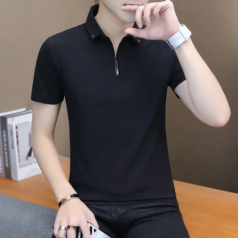 Men’s Short Sleeve Cotton Polo Tee – Turn-Down Collar Casual Summer Top