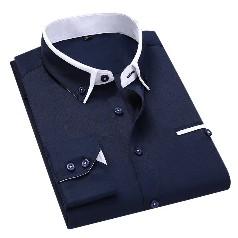 Men’s Long Sleeve Business Shirt – Slim Fit Smart Casual
