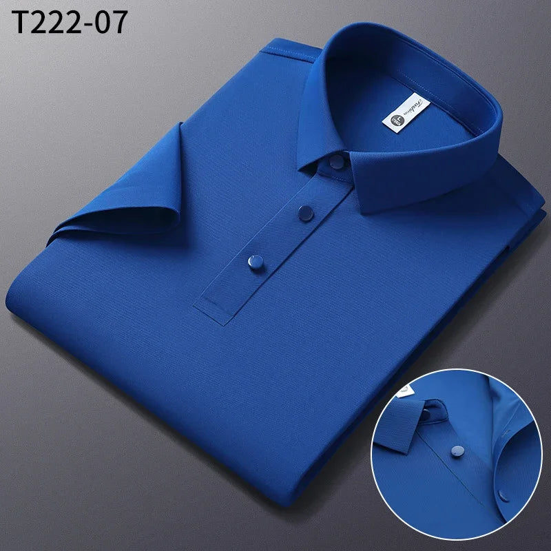 Men’s Smart Casual Polo Shirt – Solid Color Summer Short Sleeve