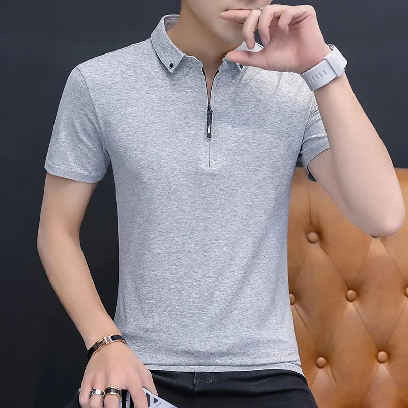 Men’s Short Sleeve Cotton Polo Tee – Turn-Down Collar Casual Summer Top