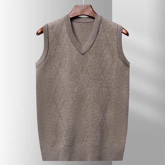 Men’s Plaid V-Neck Sweater Vest – Casual Pullover