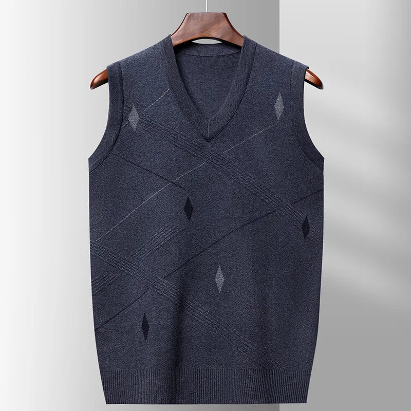 Autumn Winter Sleeveless Sweater for Men – Stylish Knit Vest