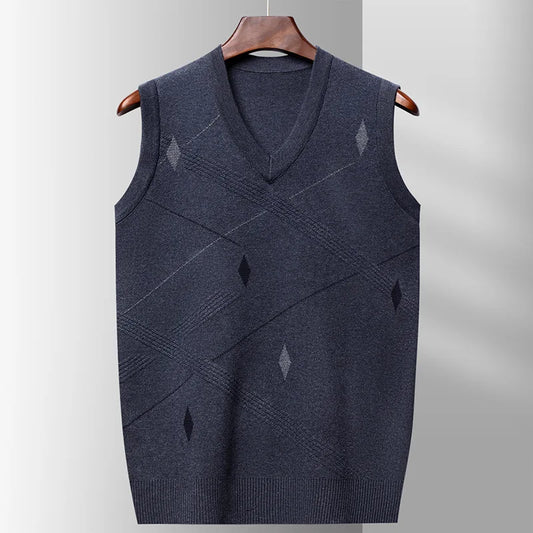 Autumn Winter Sleeveless Sweater for Men – Stylish Knit Vest